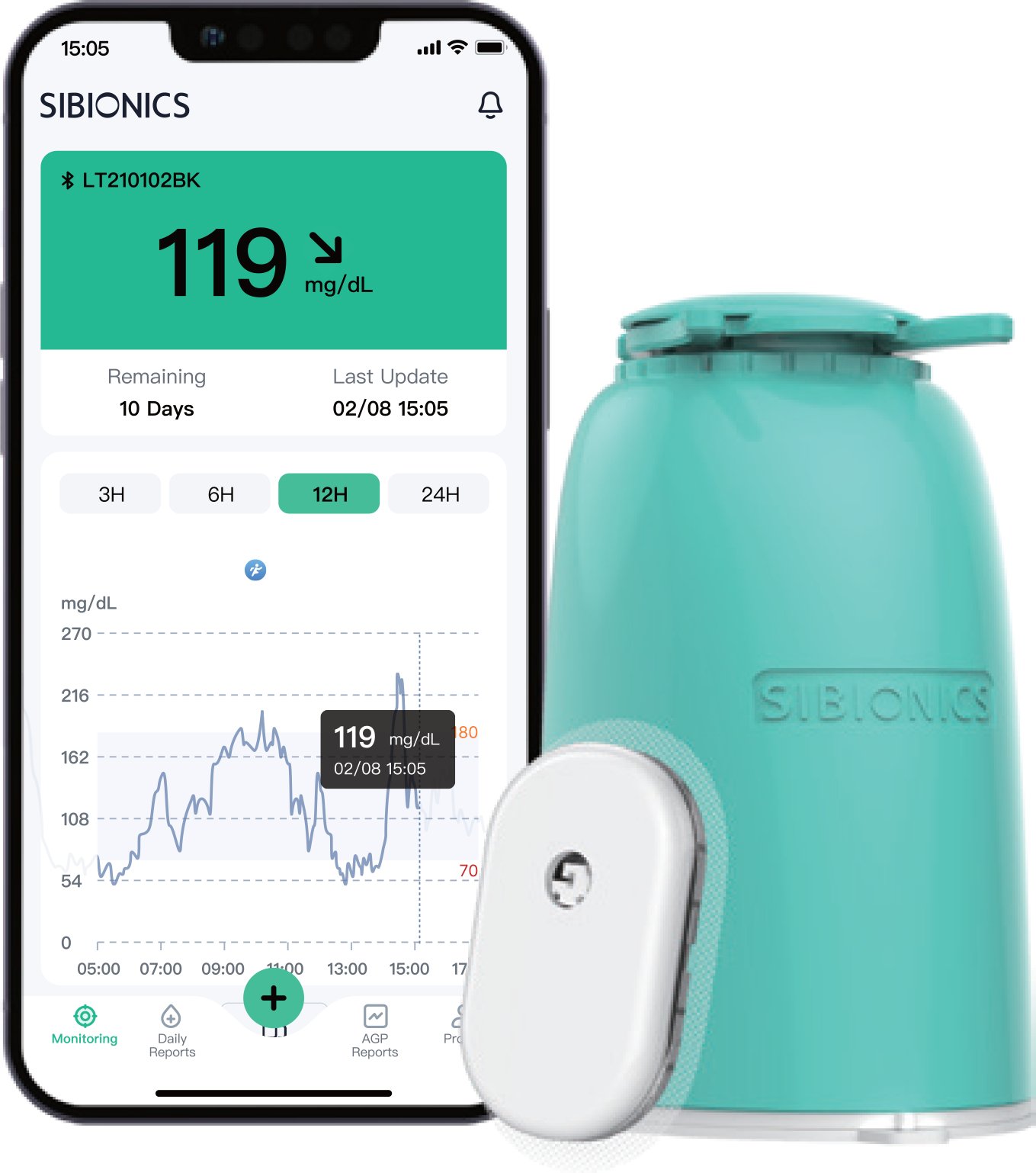 Sibionics GS1 device with companion app